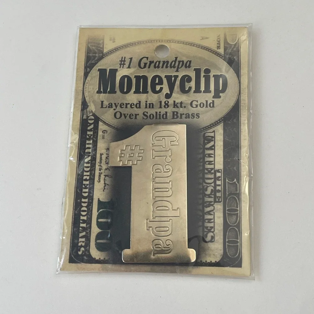 Vintage #1 Grandpa Money Clip 18kt Gold Layered Over Solid Brass Gift Accessory